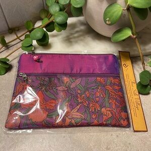 🇹🇭 100% Thai Silk Purple Floral Clutch or Make-Up Bag 🇹🇭